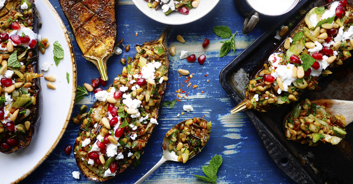 aubergine mit feta couscous